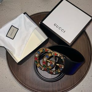 Gucci Calfskin Crystal Double